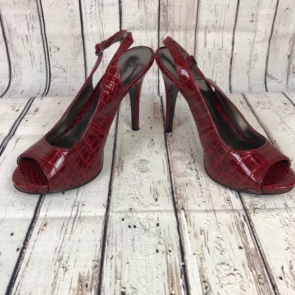 Carlos Santana Red Snakeskin Slingback Heels SZ 8 - Picture 5 of 8